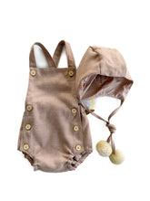 Load image into Gallery viewer, Miller + Clarke wool romper and bonnet set NEW (6M)
