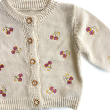 Load image into Gallery viewer, Cotton knit embroidered cherry cardigan NEW (1Y)
