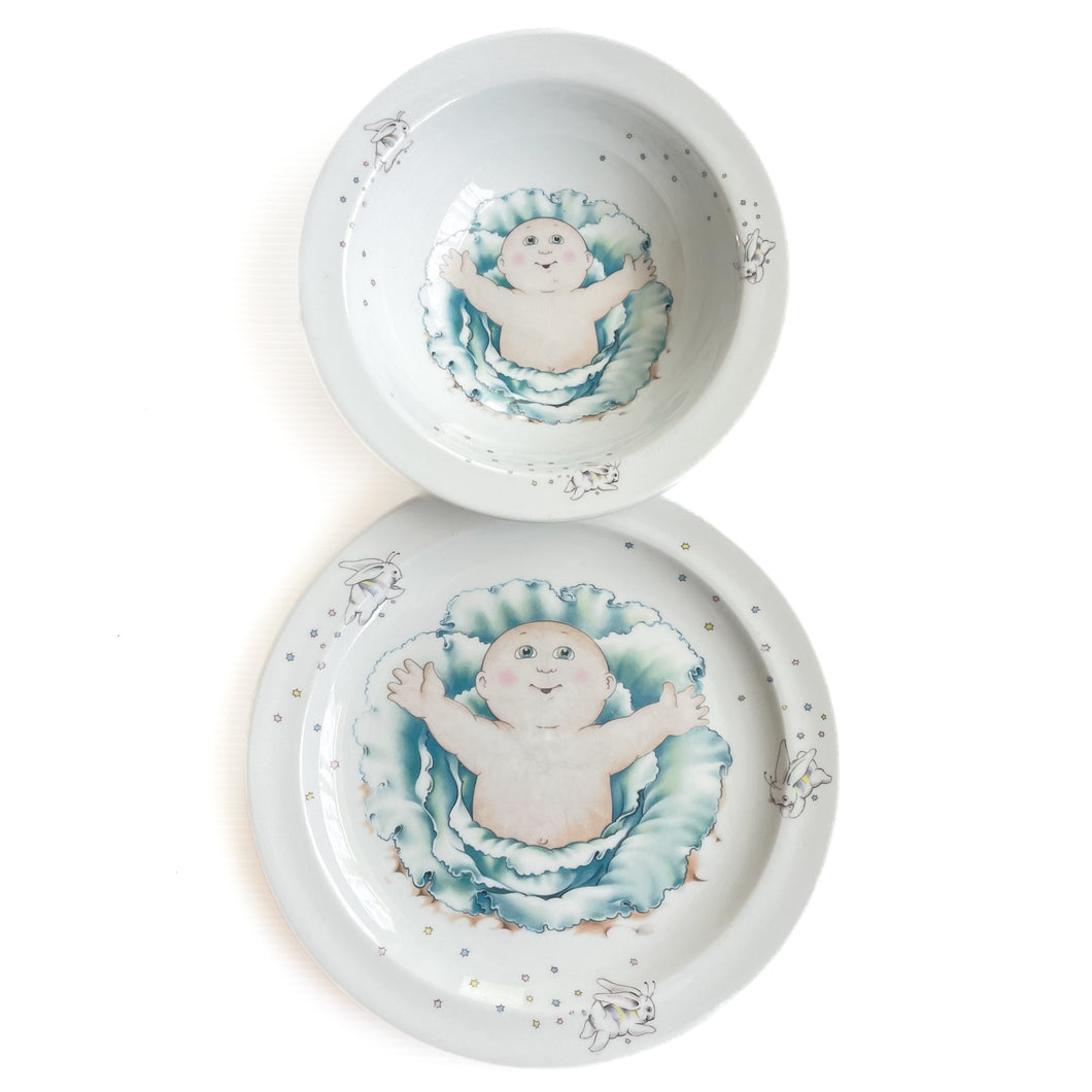1984 cabbage patch kids plate and bowl