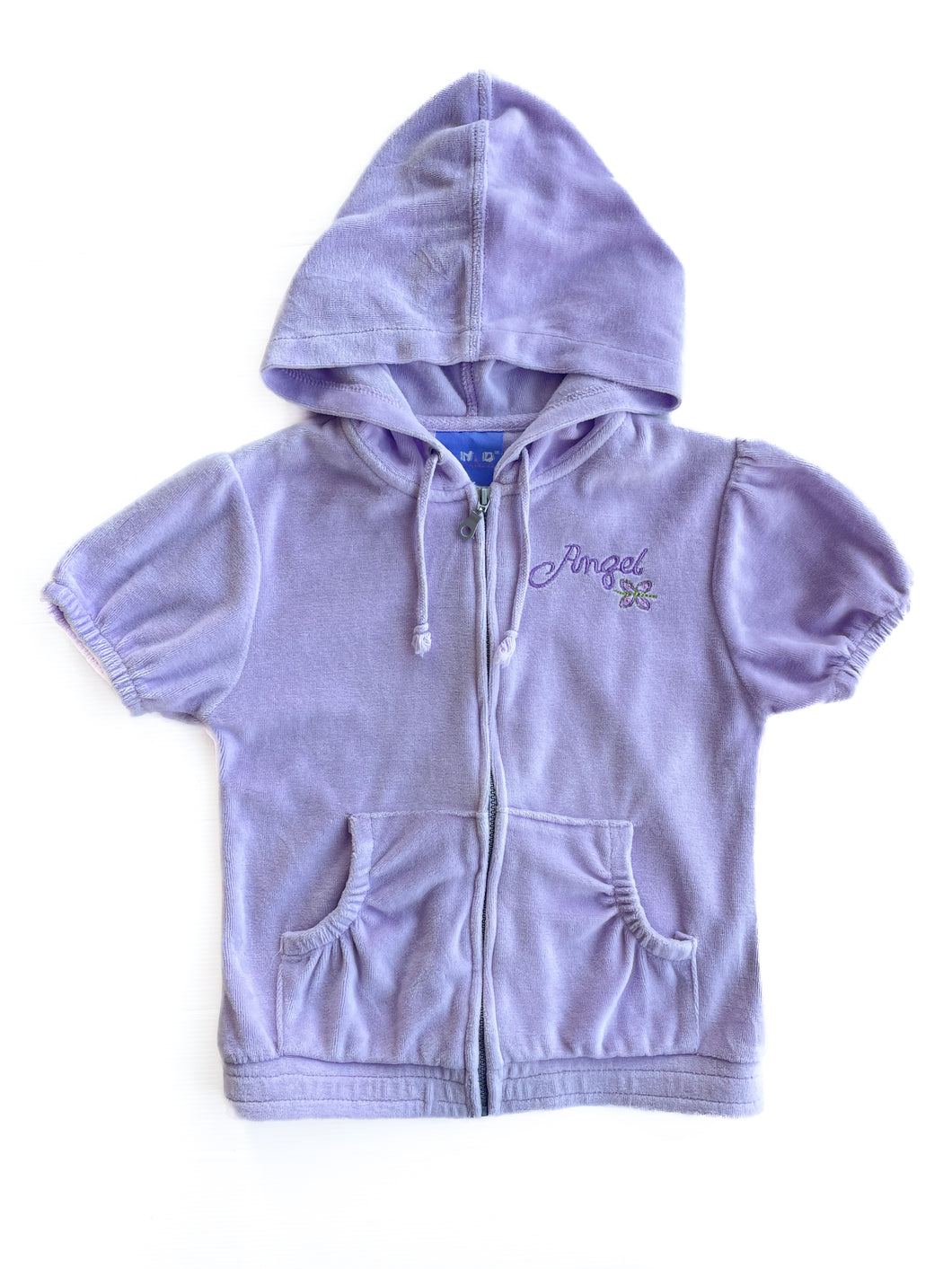 Y2K Angel N disguise velour short sleeve hoodie (6-7Y)