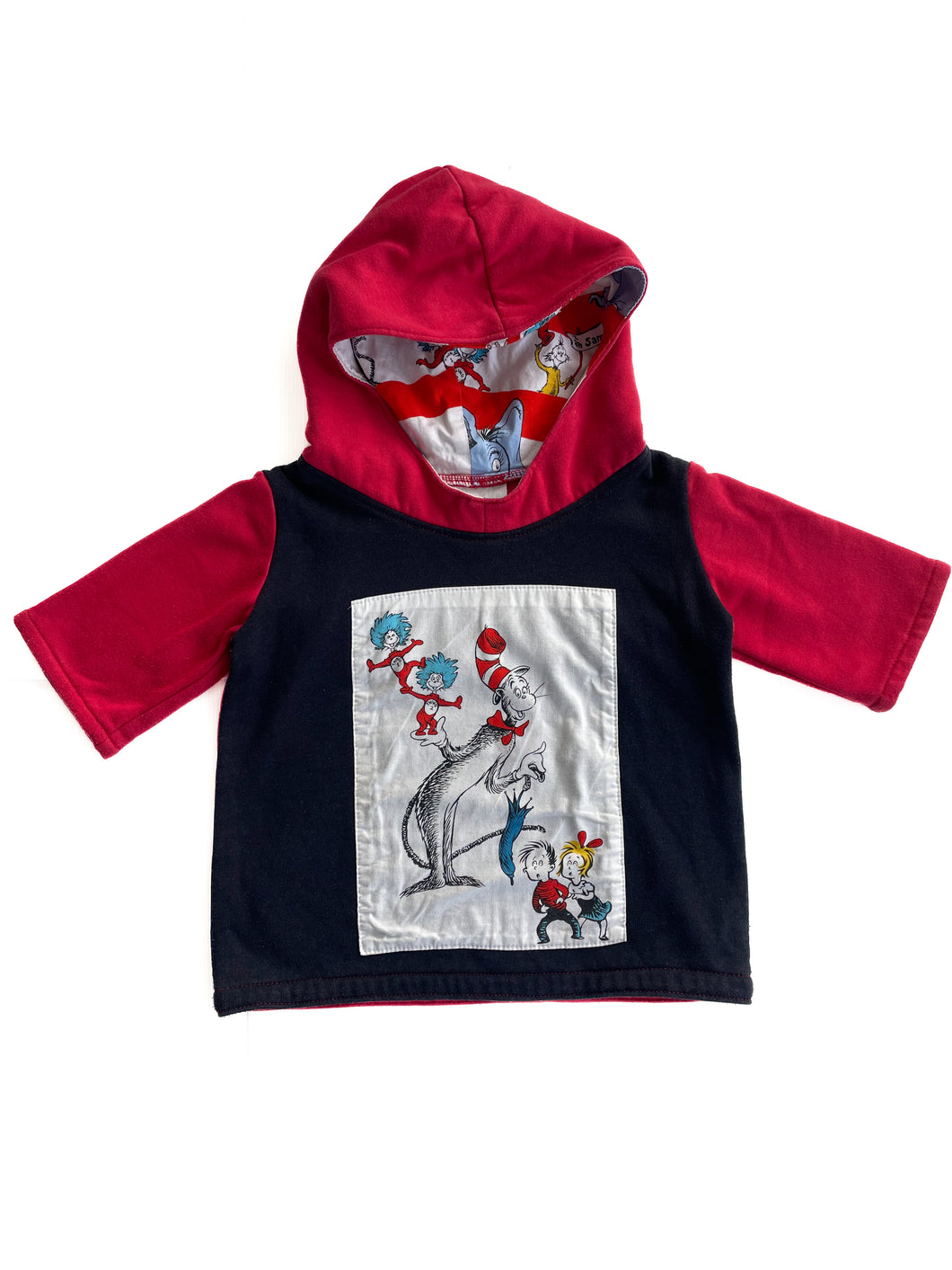Punk baby cat in the hat short sleeve hoodie (4Y)