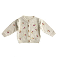 Load image into Gallery viewer, Cotton knit embroidered cherry cardigan NEW (1Y)
