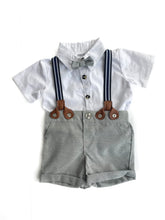 Load image into Gallery viewer, Shirt &amp; suspender set NEW (0-3M)
