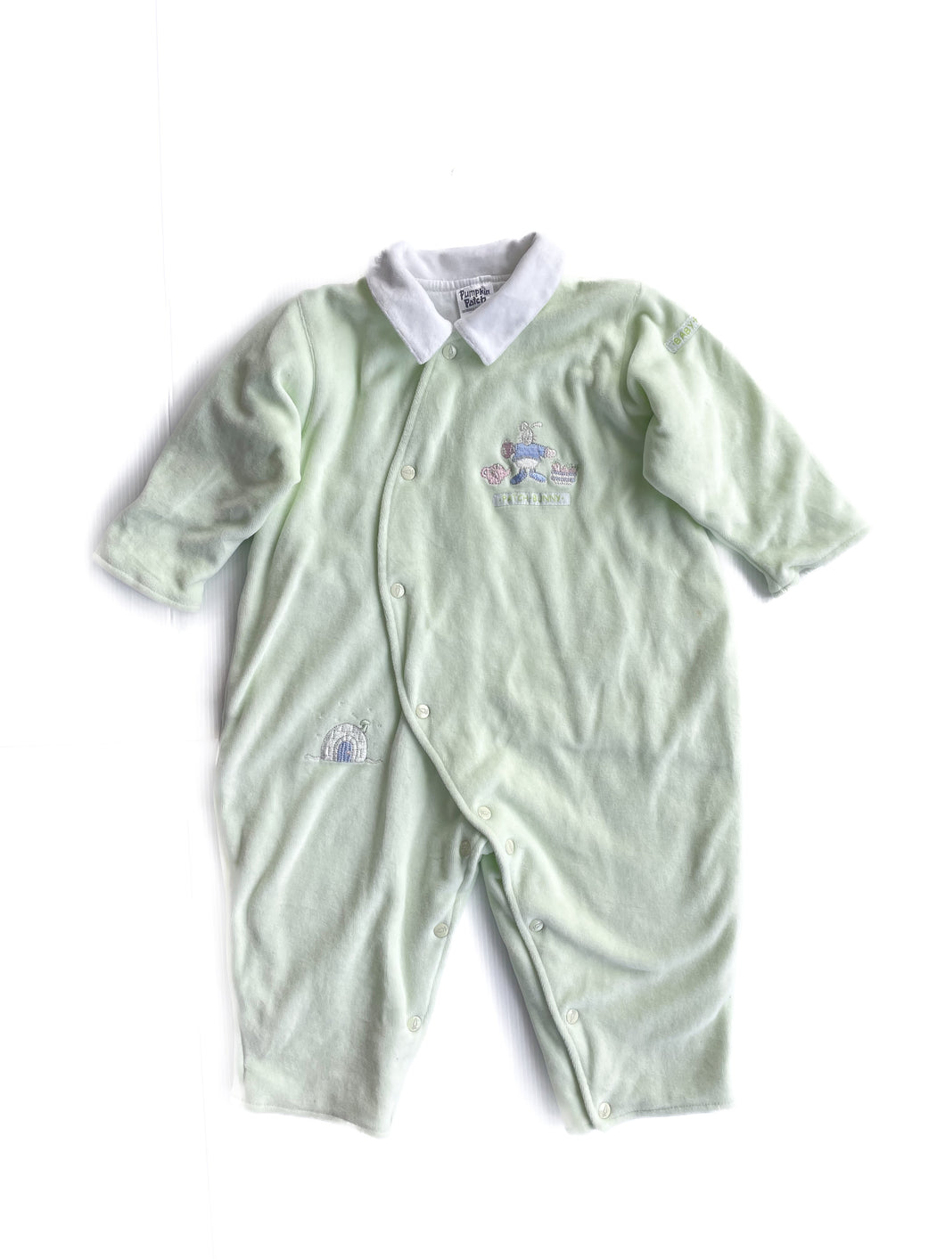 Vintage pumpkin patch Lightly padded velour onesie (3-6M)