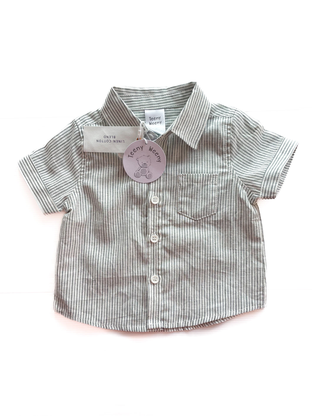 Linen blend Teeny weeny shirt NEW (3-6M)