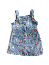 Load image into Gallery viewer, Seed embroidered flower denim pinafore (2Y)
