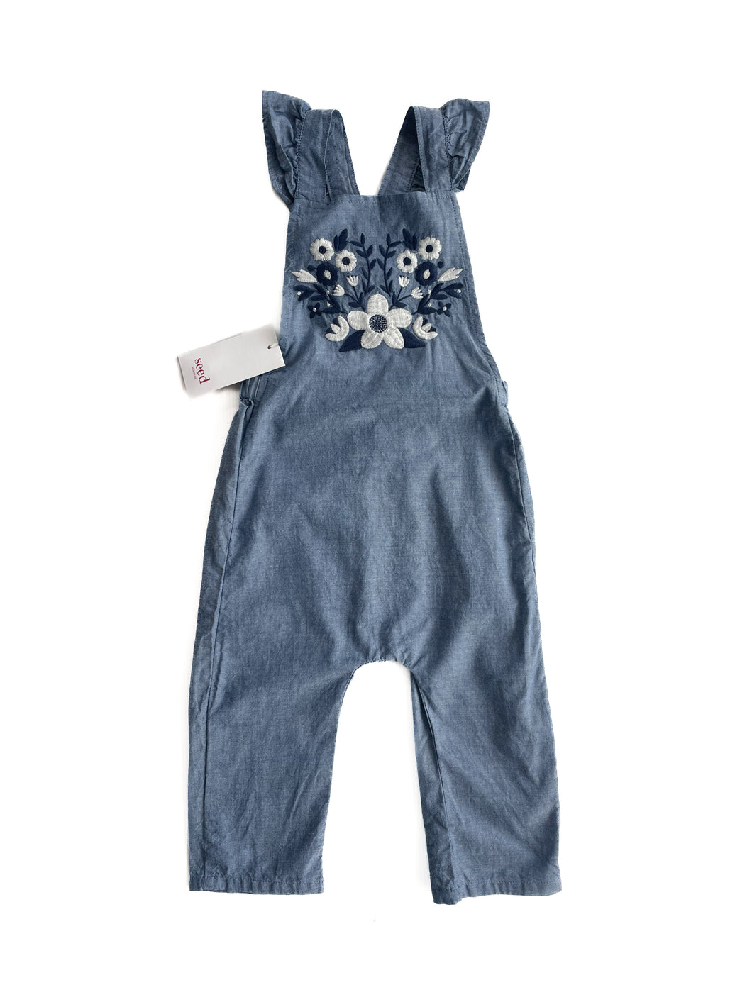 Seed embroidered chambray overalls NEW (1Y)