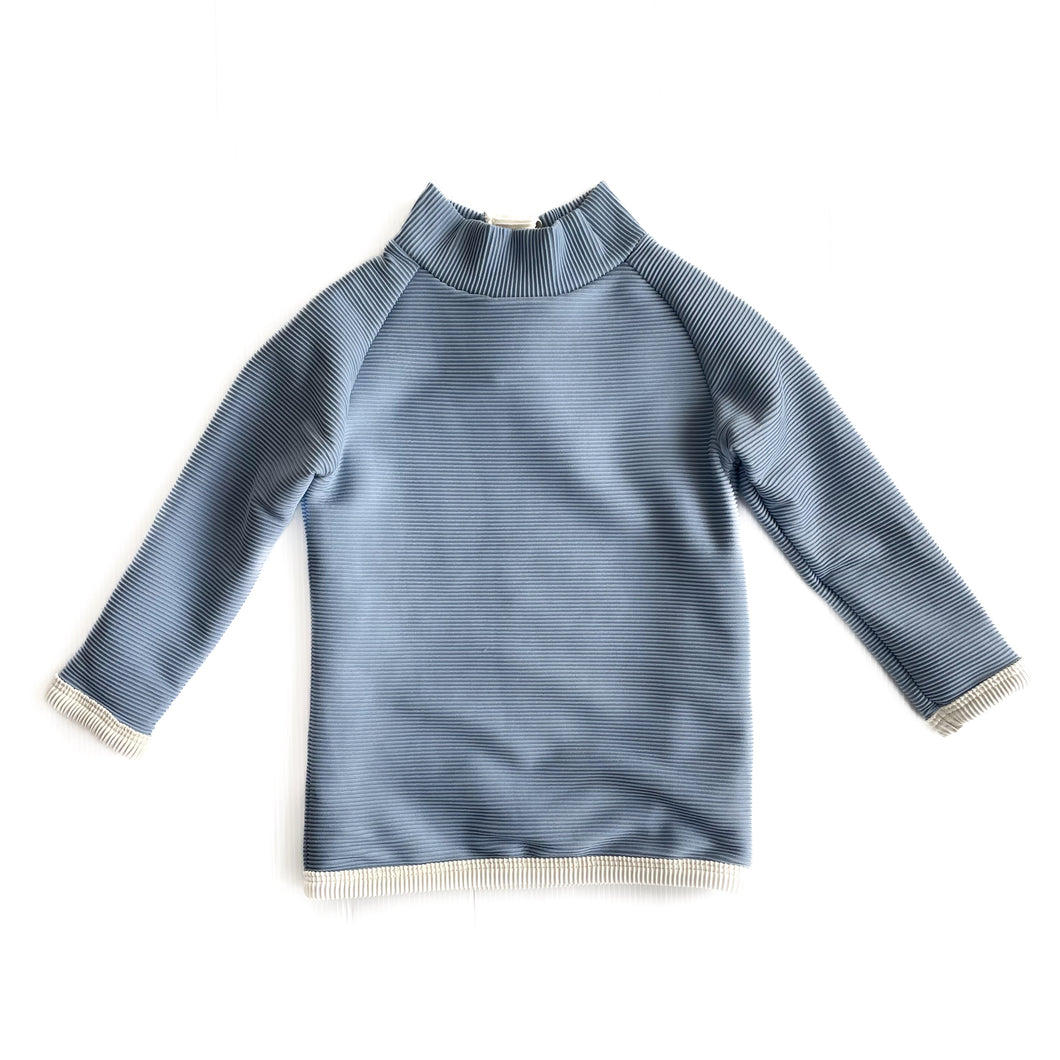 Zulu & Zephyr strip ribbed rashie-sky blue (3Y)