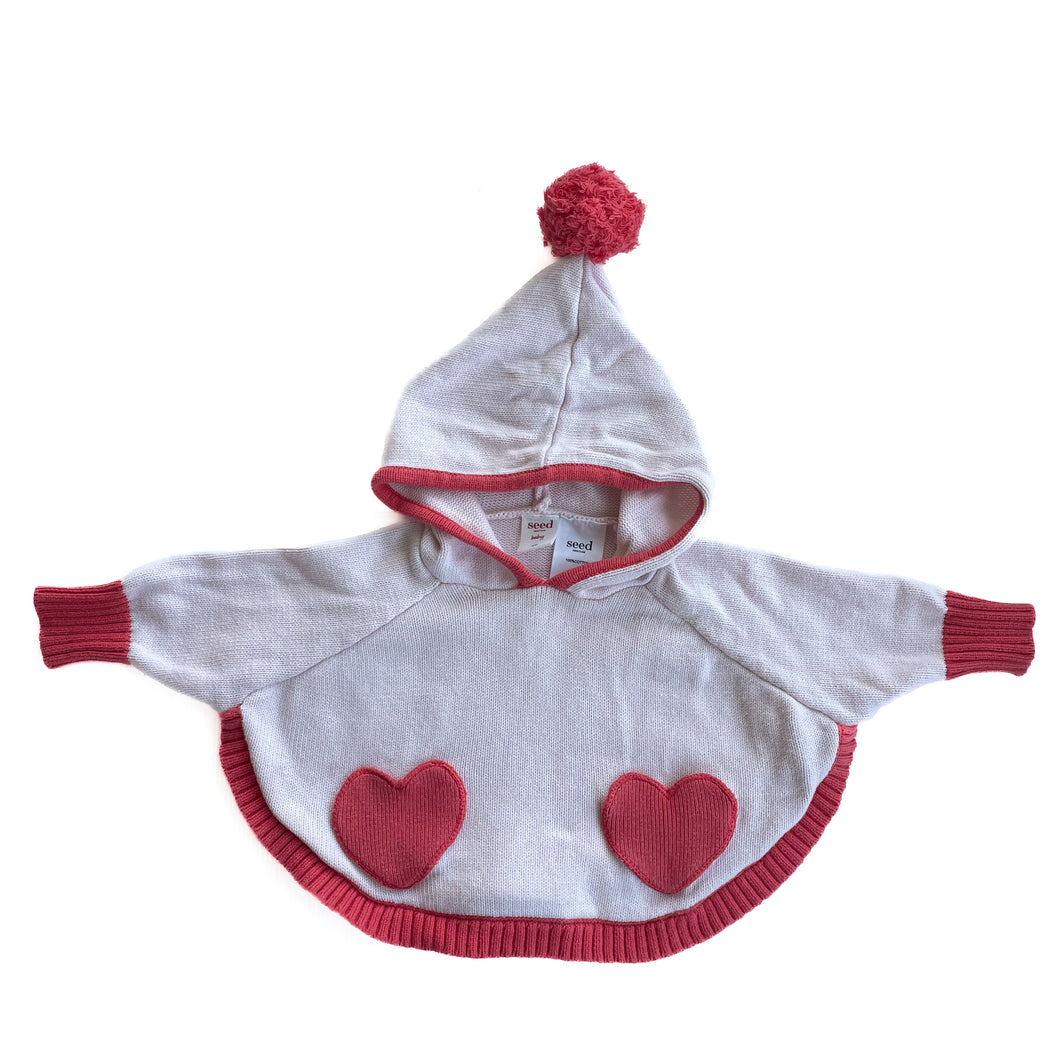 Seed cotton knit poncho (6-12M)