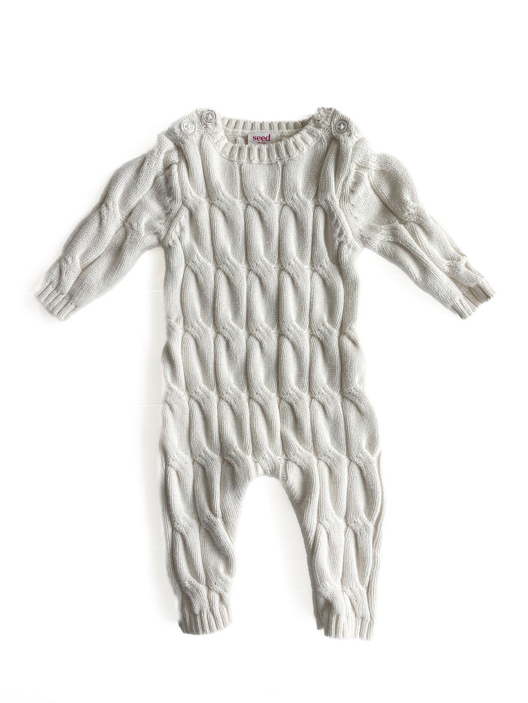 Seed cotton/wool blend knit onesie (0-3M)