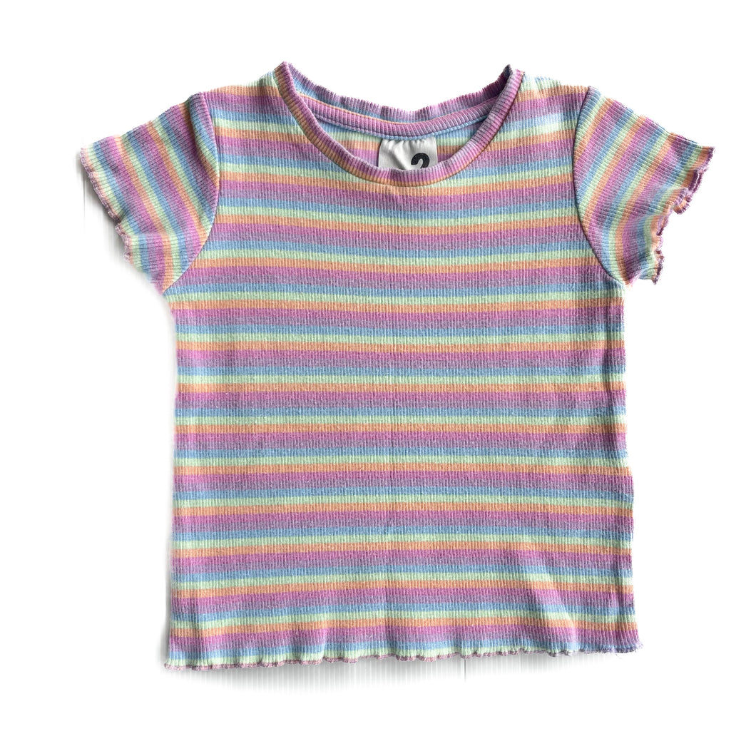 Cotton on rainbow ribbed tshirt (2Y)